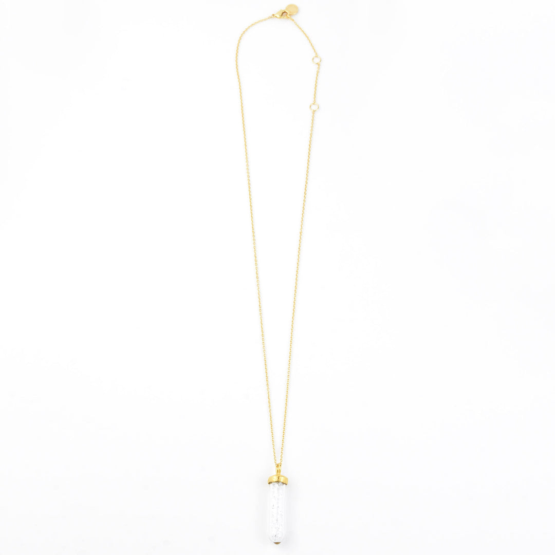 Medium Capsule Necklace with White Crystals - Goldmakers Fine Jewelry