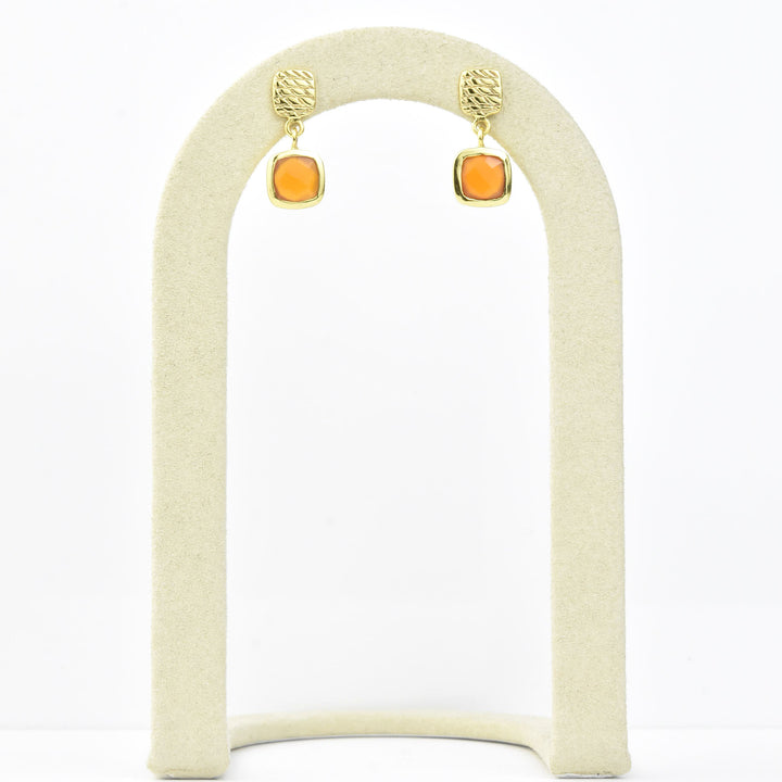 Gold Plated Carnelian Dangles - Goldmakers Fine Jewelry