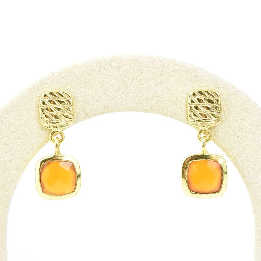 Gold Plated Carnelian Dangles - Goldmakers Fine Jewelry