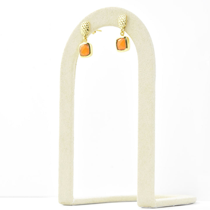 Gold Plated Carnelian Dangles - Goldmakers Fine Jewelry