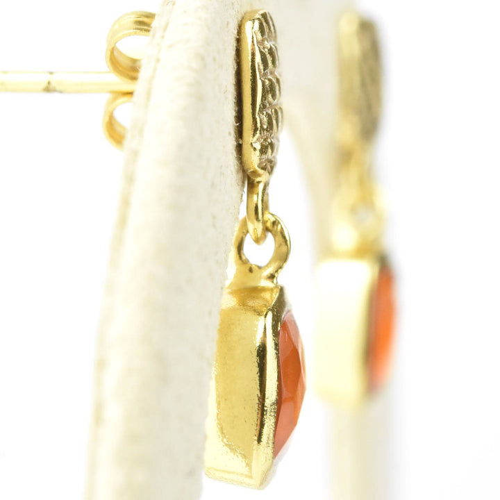 Gold Plated Carnelian Dangles - Goldmakers Fine Jewelry