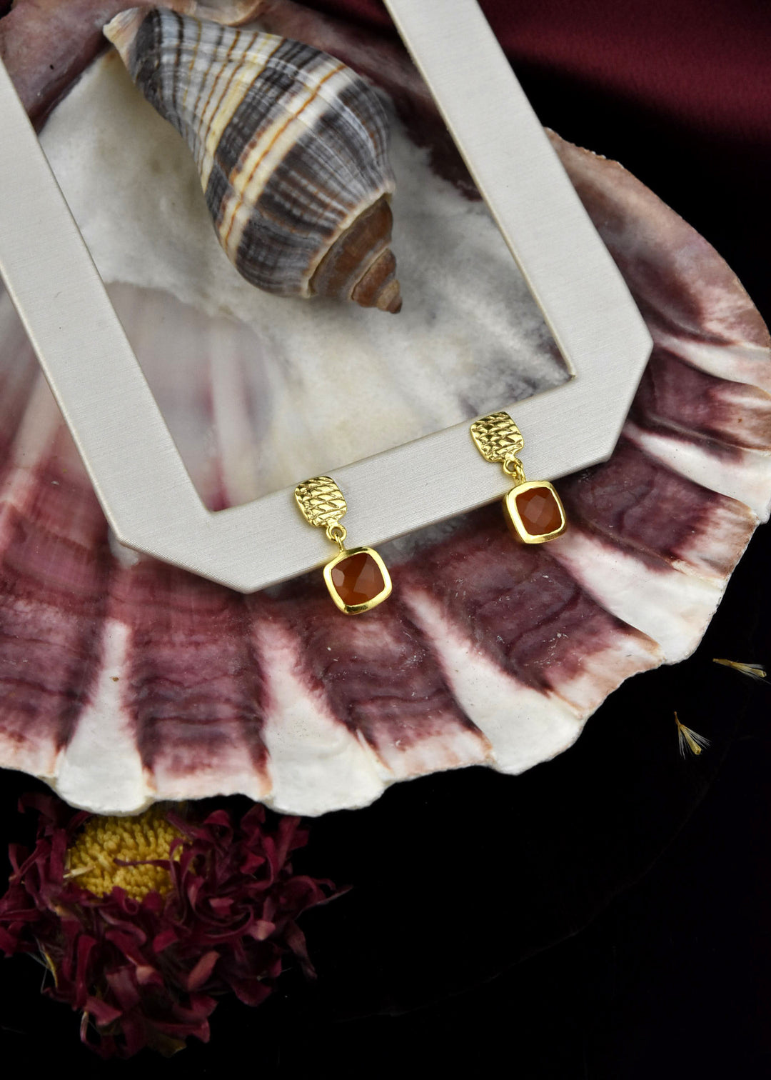 Gold Plated Carnelian Dangles - Goldmakers Fine Jewelry