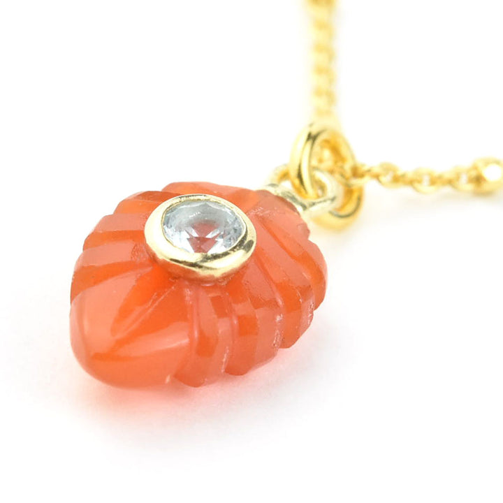 Carved Carnelian Leaf Necklace - Goldmakers Fine Jewelry