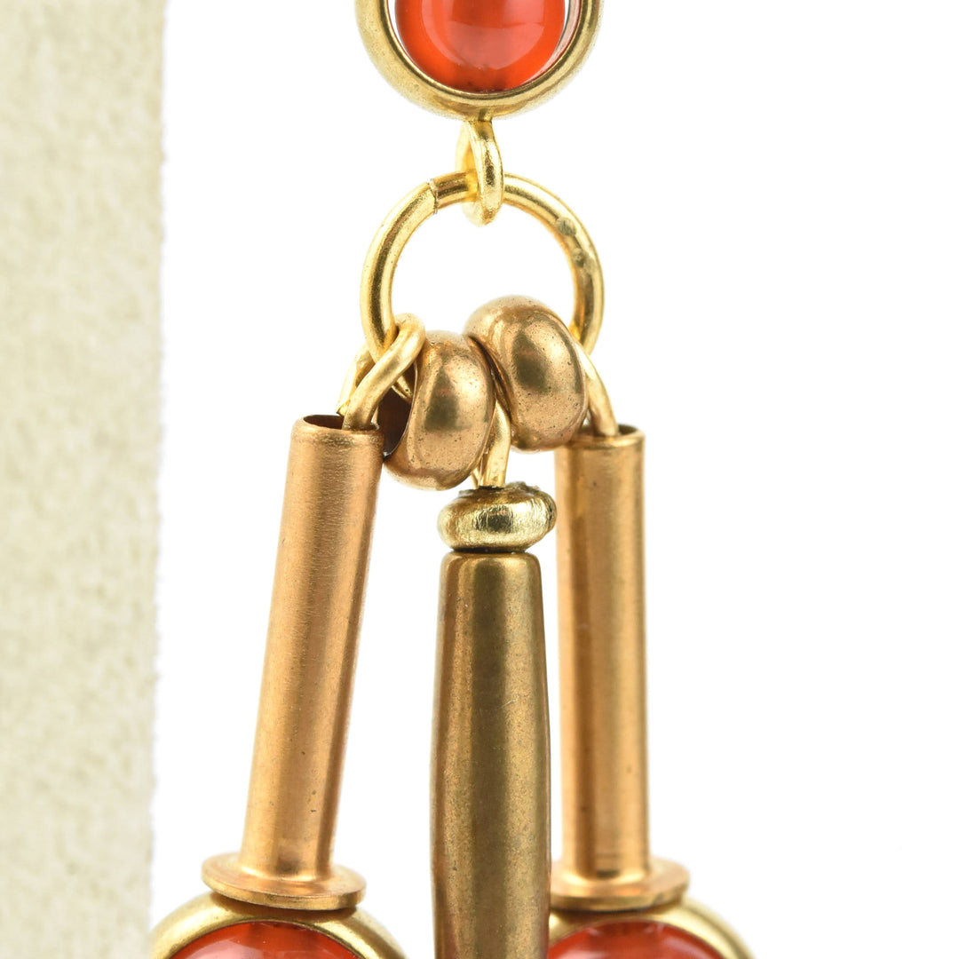 Carnelian and Brass Drop Earrings