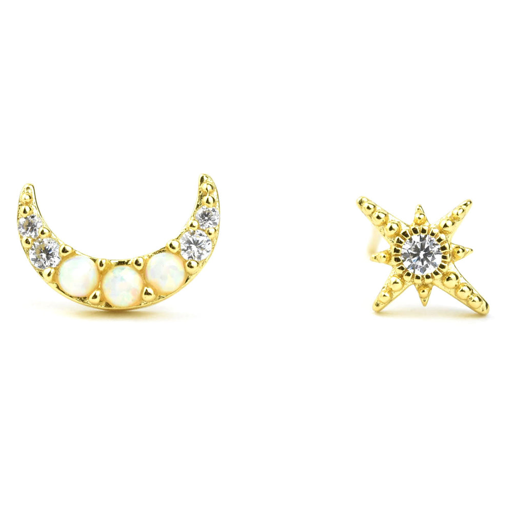 Opal & Cubic Zirconia Celestial Dream Studs - Goldmakers Fine Jewelry
