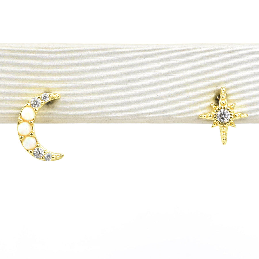 Opal & Cubic Zirconia Celestial Dream Studs - Goldmakers Fine Jewelry