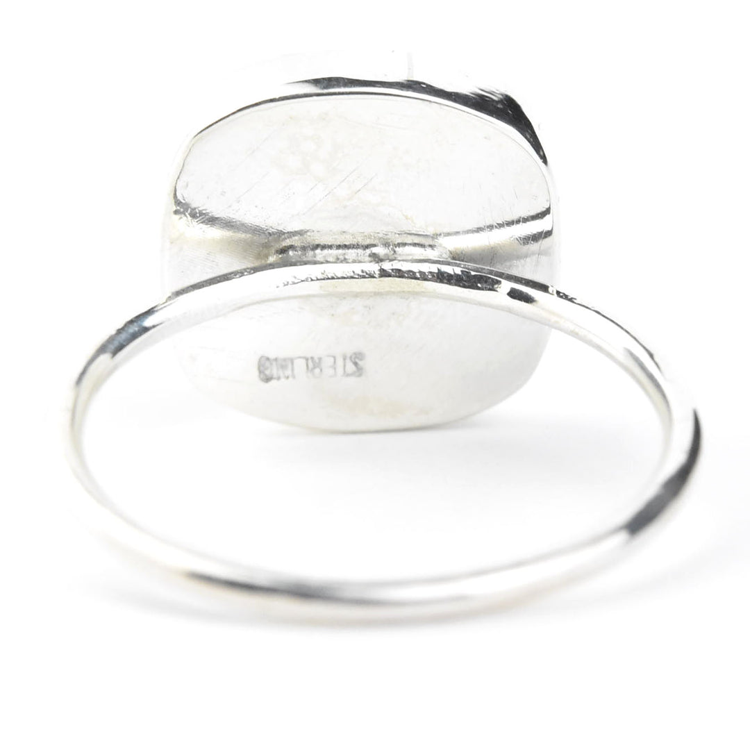 Faceted Cushion Cut Gemstone Ring in Silver