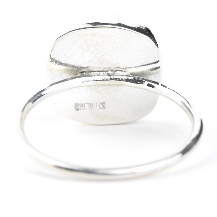 Faceted Cushion Cut Gemstone Ring in Silver