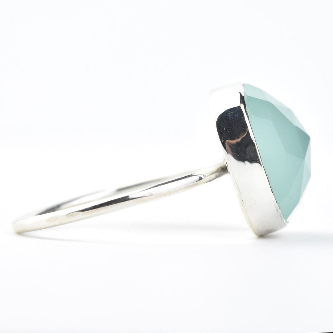 Faceted Cushion Cut Gemstone Ring in Silver