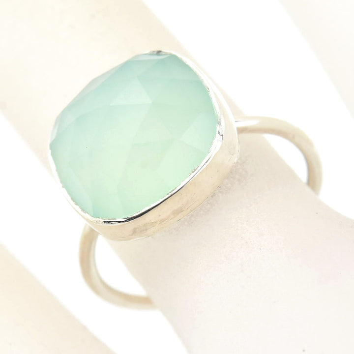 Faceted Cushion Cut Gemstone Ring in Silver