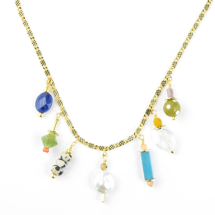 Charm Necklace, Jewel Tone Beads