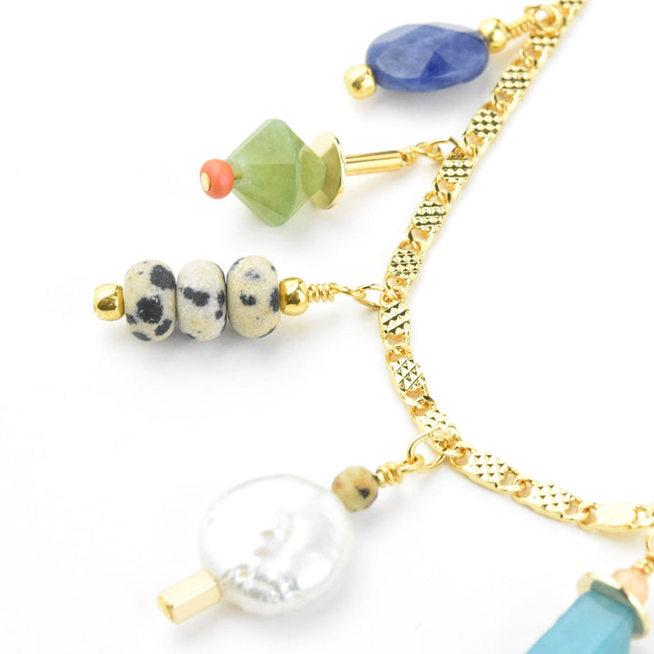 Charm Necklace, Jewel Tone Beads