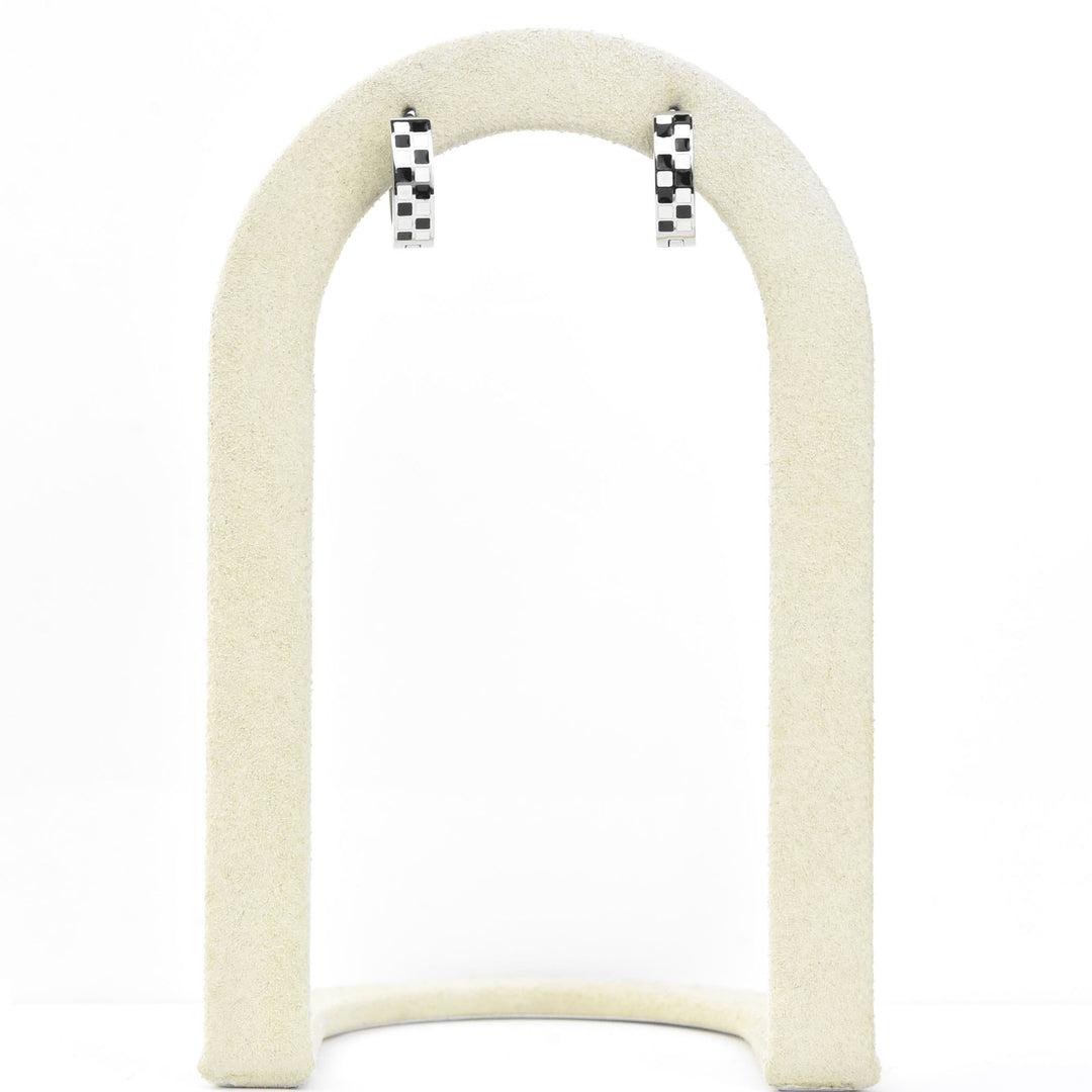 Checkered Chunky Huggie Hoops - Goldmakers Fine Jewelry