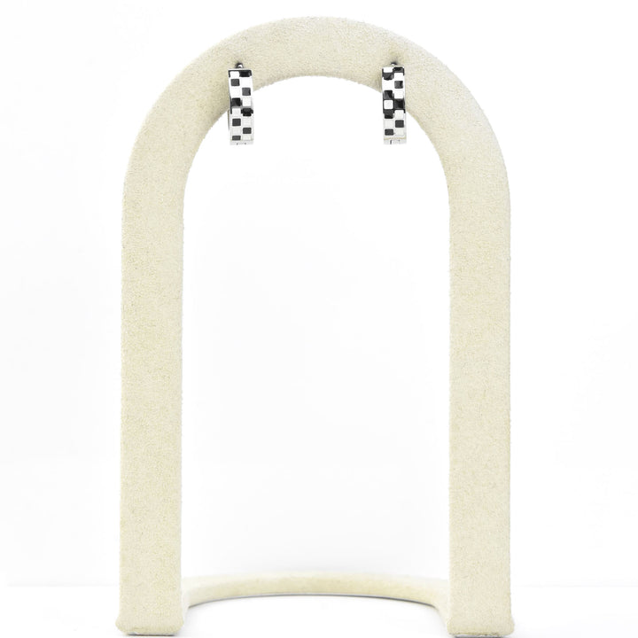 Checkered Chunky Huggie Hoops - Goldmakers Fine Jewelry