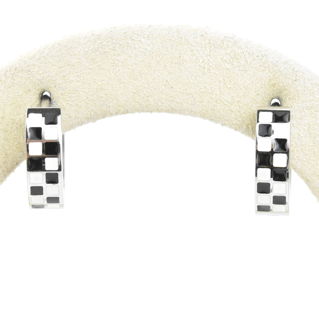 Checkered Chunky Huggie Hoops - Goldmakers Fine Jewelry