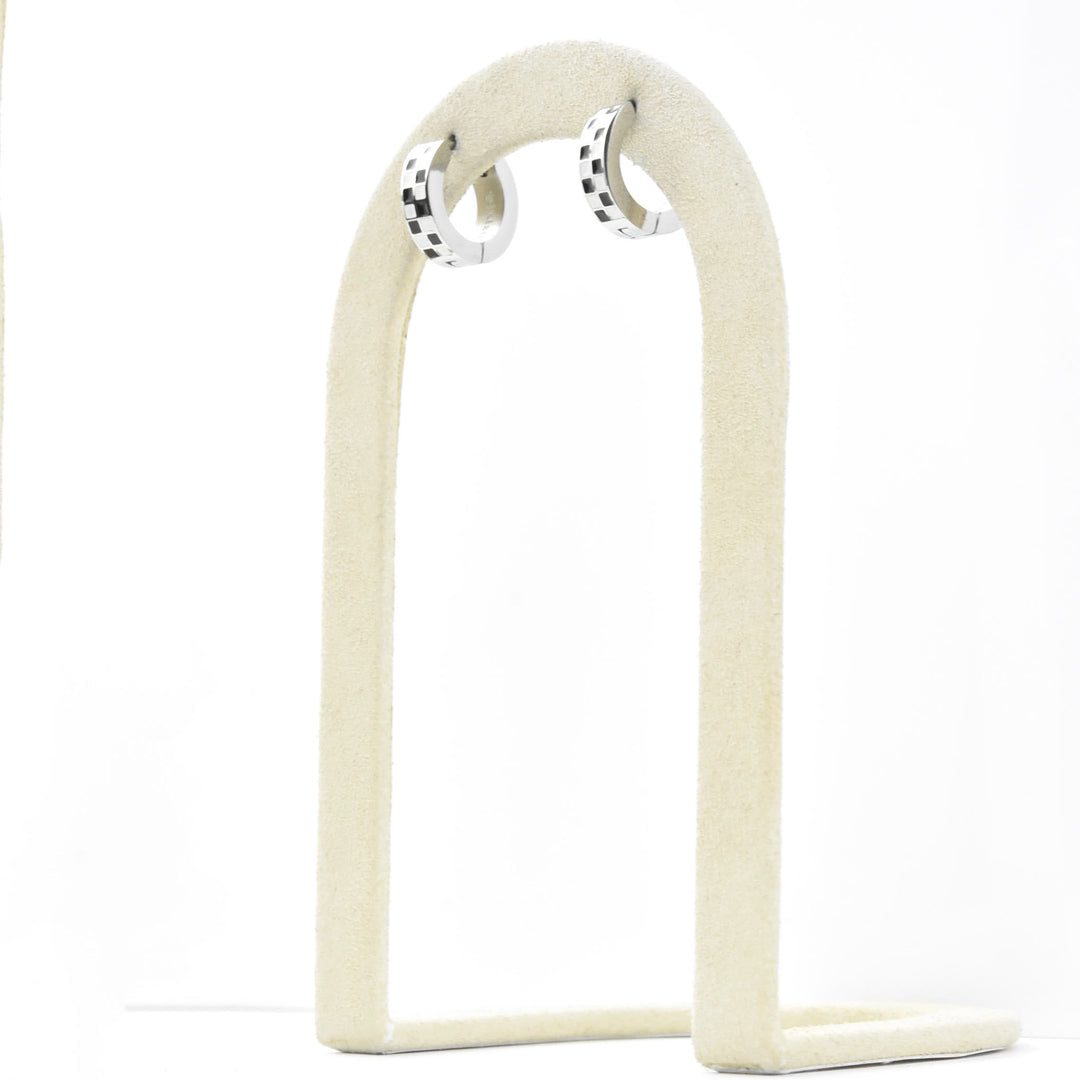 Checkered Chunky Huggie Hoops - Goldmakers Fine Jewelry