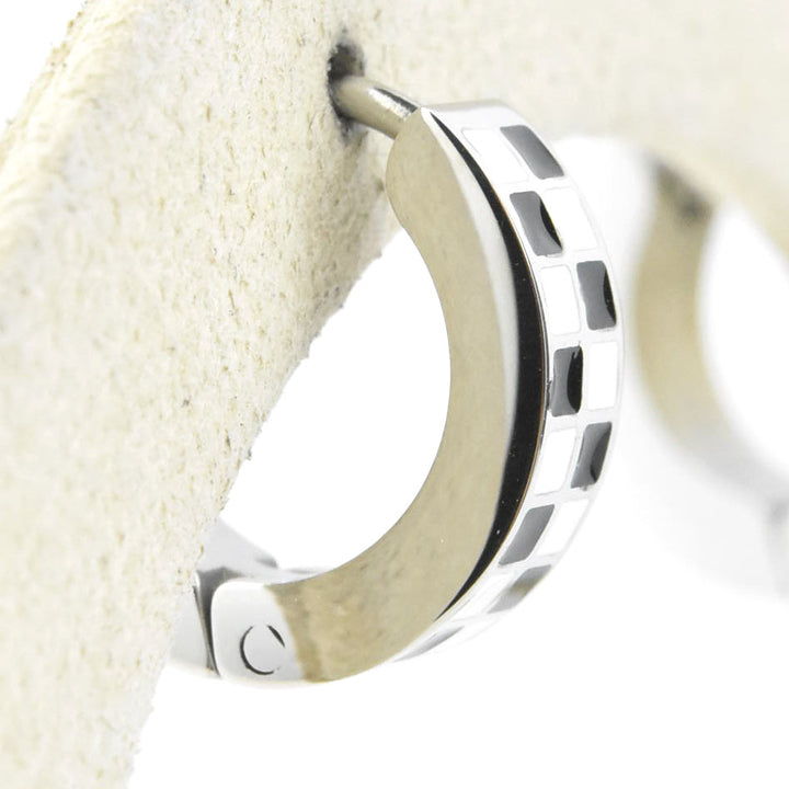 Checkered Chunky Huggie Hoops - Goldmakers Fine Jewelry