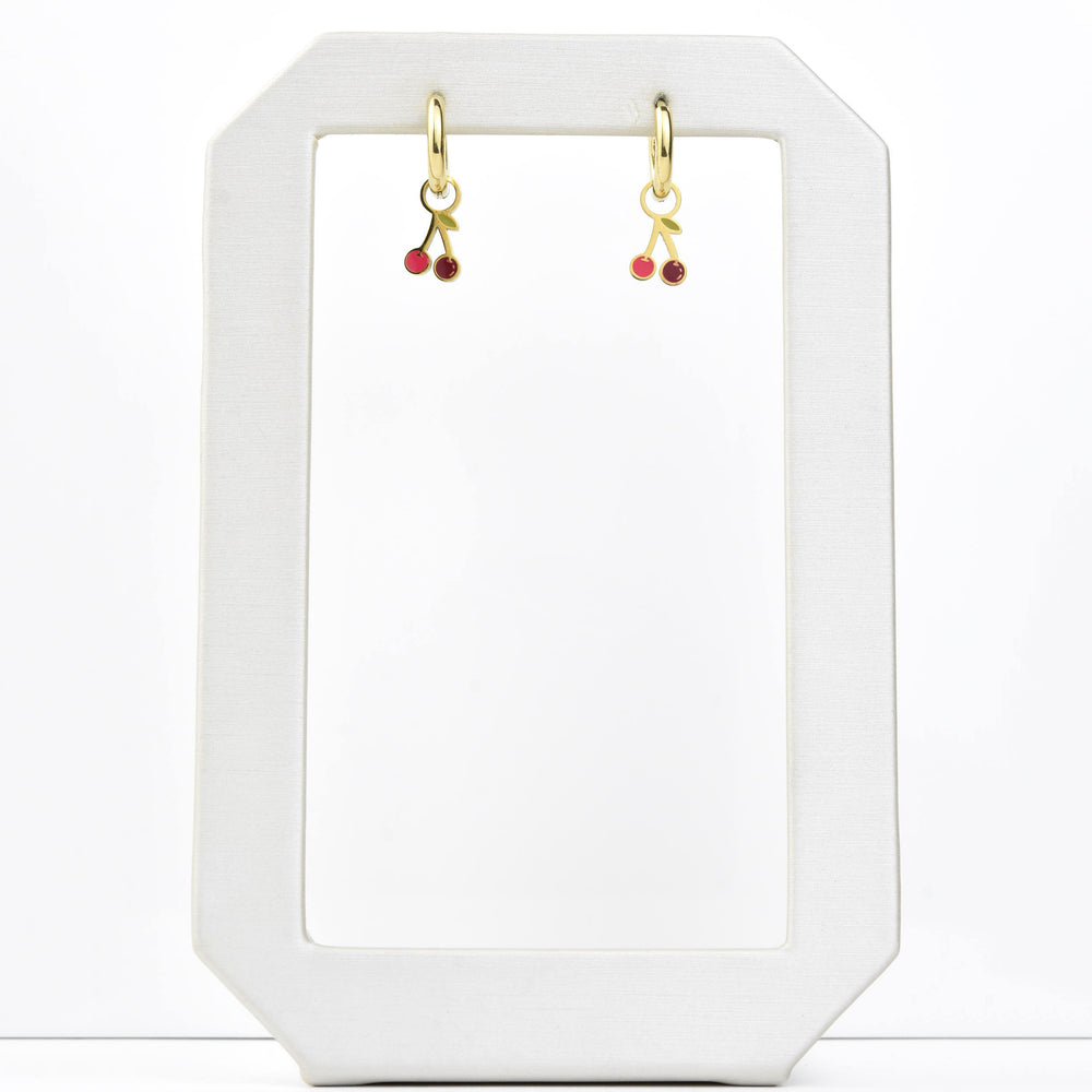 Mini Cherry Huggie Hoop Charms - Goldmakers Fine Jewelry