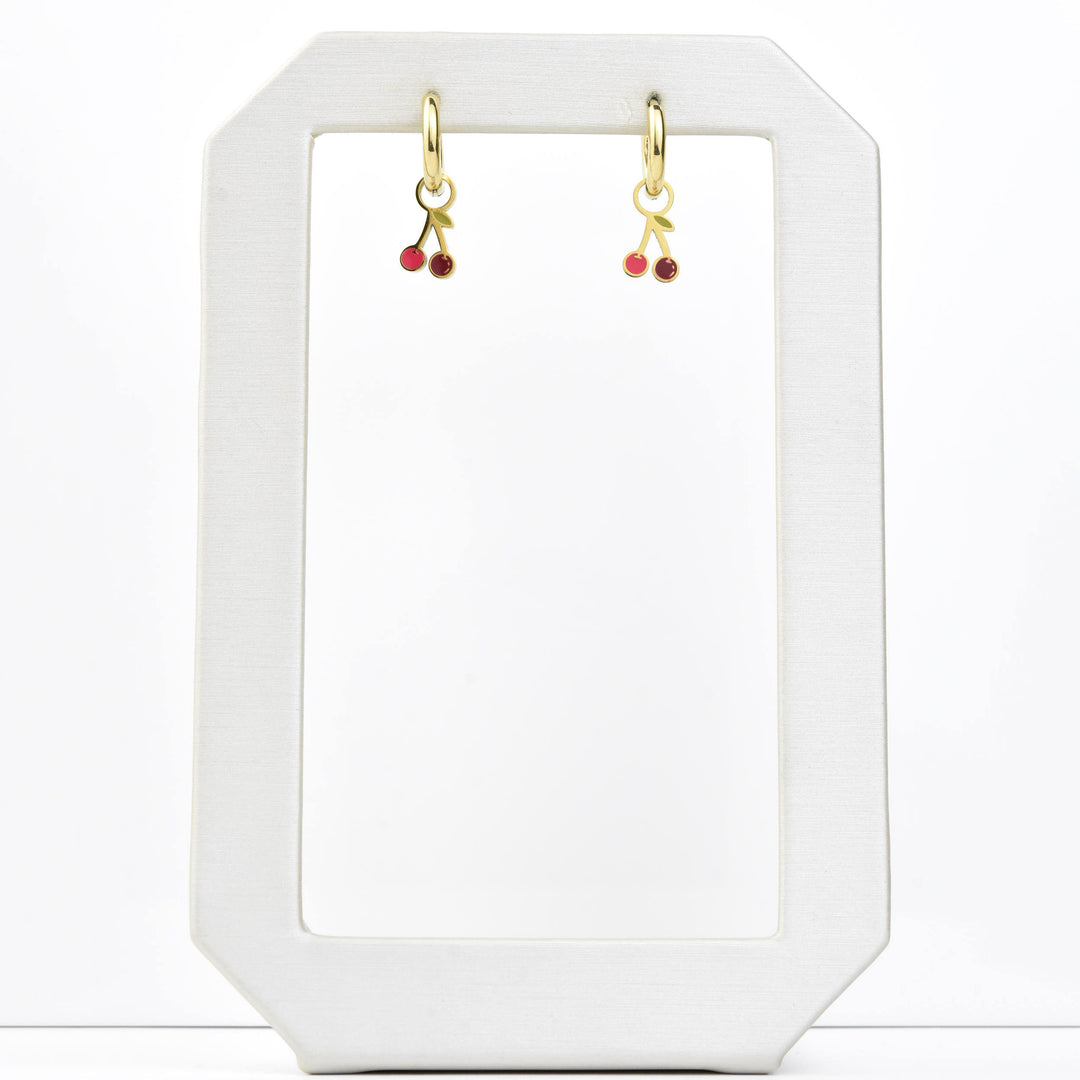 Mini Cherry Huggie Hoop Charms - Goldmakers Fine Jewelry