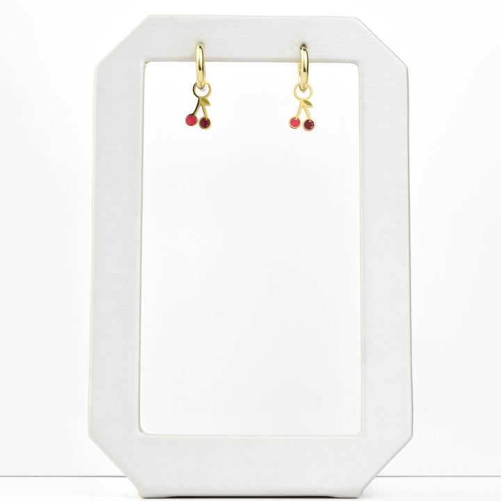 Mini Cherry Huggie Hoop Charms - Goldmakers Fine Jewelry