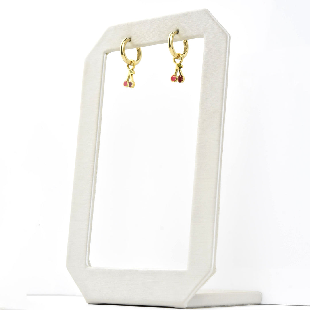 Mini Cherry Huggie Hoop Charms - Goldmakers Fine Jewelry