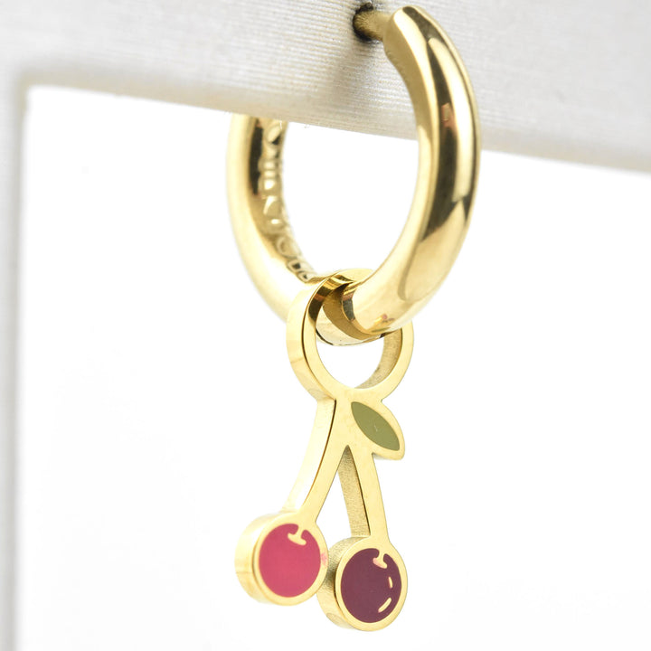 Mini Cherry Huggie Hoop Charms - Goldmakers Fine Jewelry