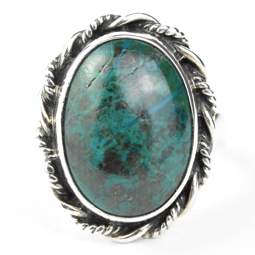 Oval Chrysocolla Ring in Sterling Silver - Goldmakers Fine Jewelry