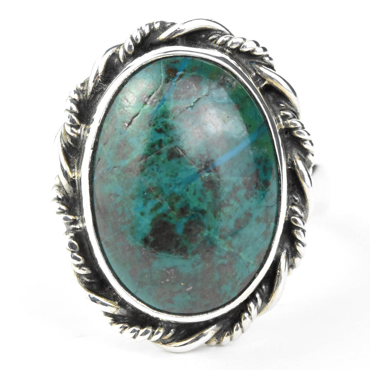 Oval Chrysocolla Ring in Sterling Silver - Goldmakers Fine Jewelry