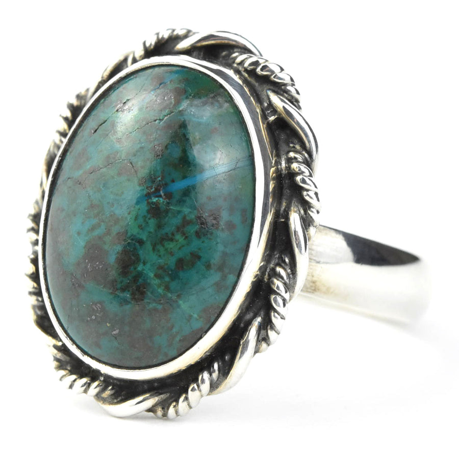 Oval Chrysocolla Ring in Sterling Silver - Goldmakers Fine Jewelry