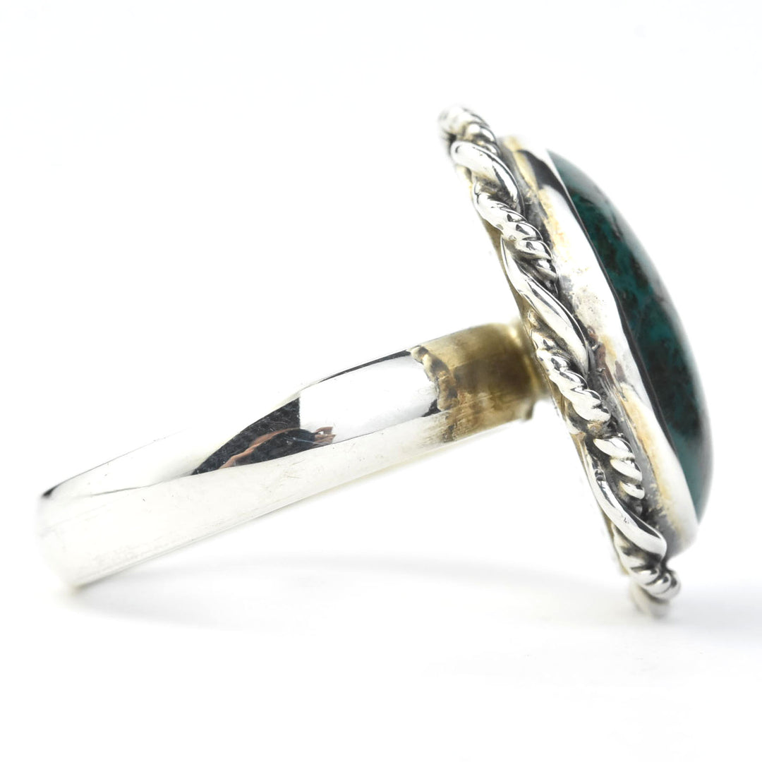 Oval Chrysocolla Ring in Sterling Silver - Goldmakers Fine Jewelry