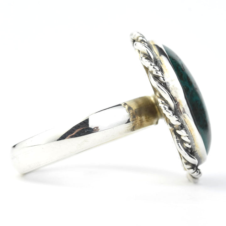 Oval Chrysocolla Ring in Sterling Silver - Goldmakers Fine Jewelry