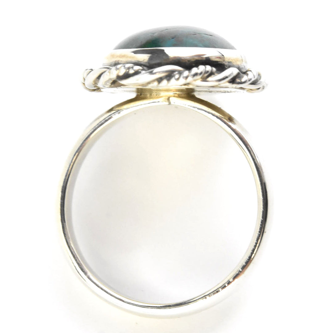 Oval Chrysocolla Ring in Sterling Silver - Goldmakers Fine Jewelry