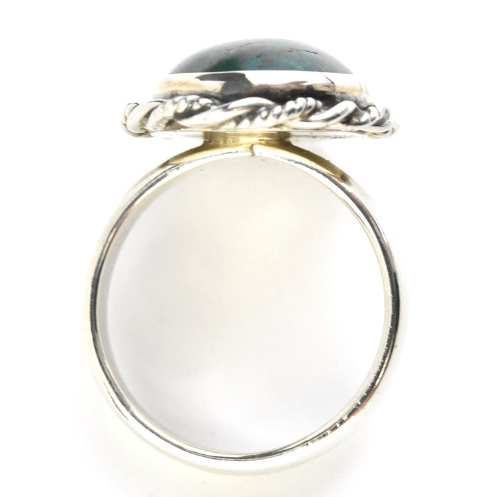 Oval Chrysocolla Ring in Sterling Silver - Goldmakers Fine Jewelry