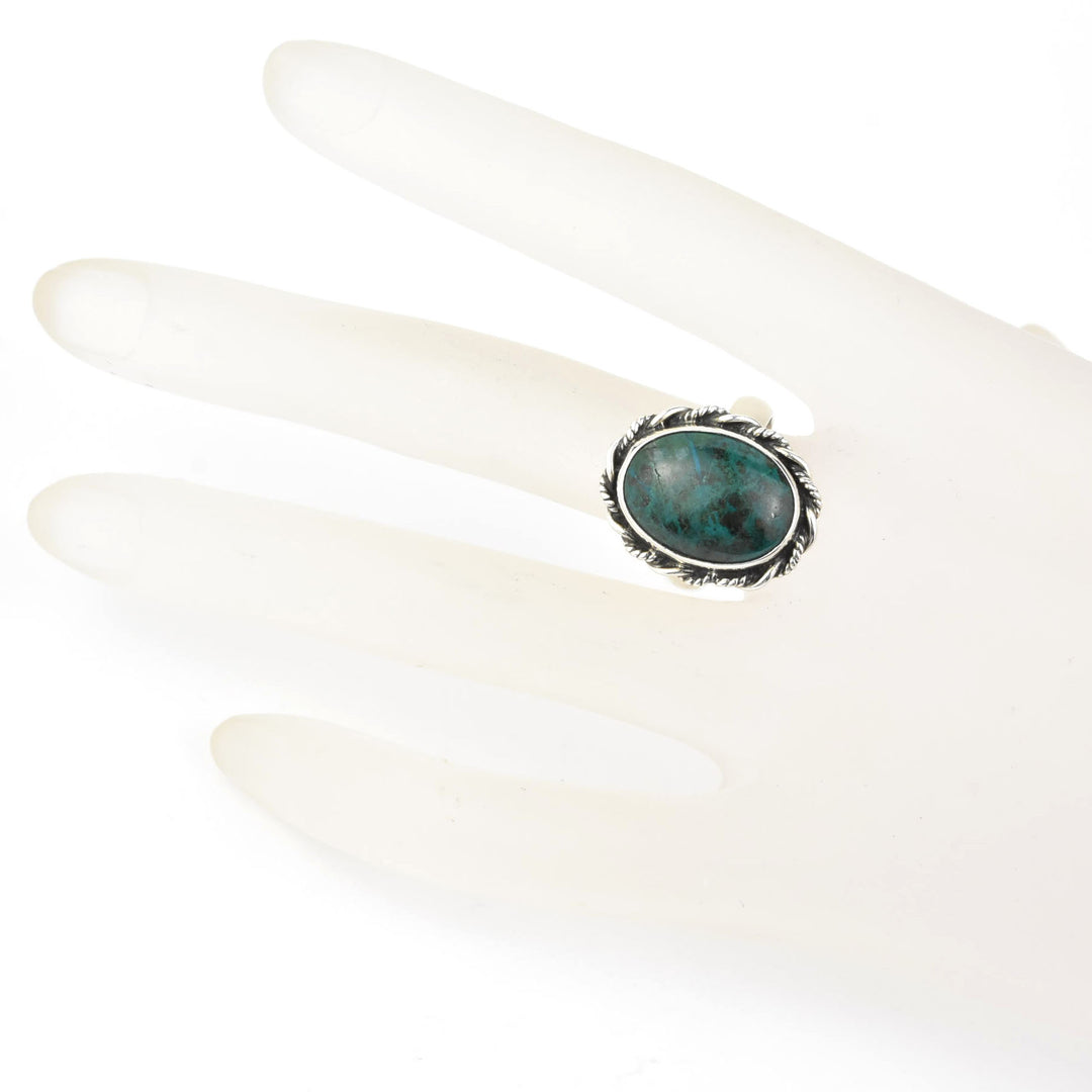 Oval Chrysocolla Ring in Sterling Silver - Goldmakers Fine Jewelry