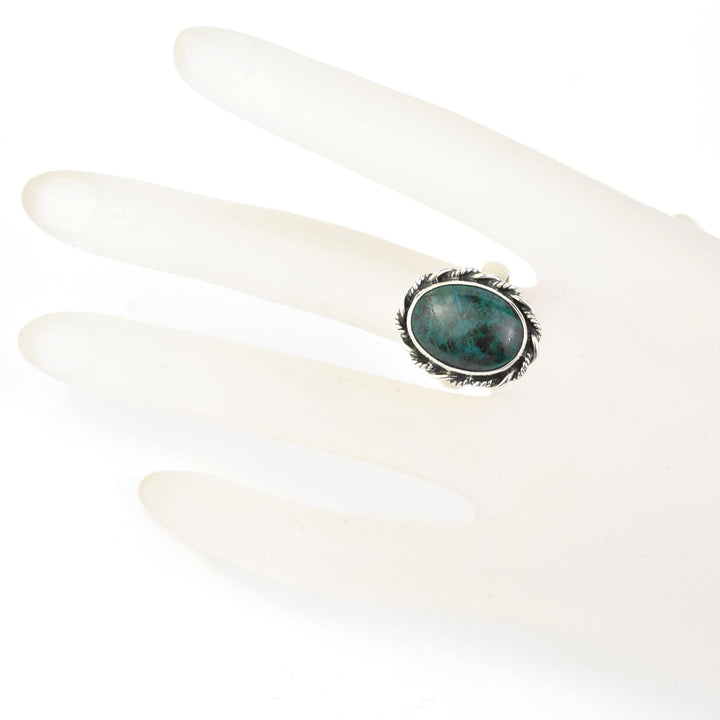 Oval Chrysocolla Ring in Sterling Silver - Goldmakers Fine Jewelry