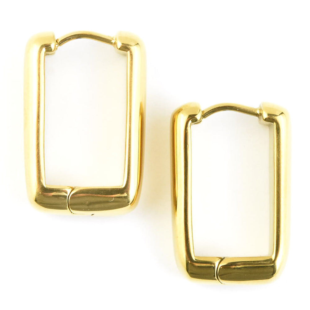 Chunky Rounded Rectangle Huggie Hoops - Goldmakers Fine Jewelry