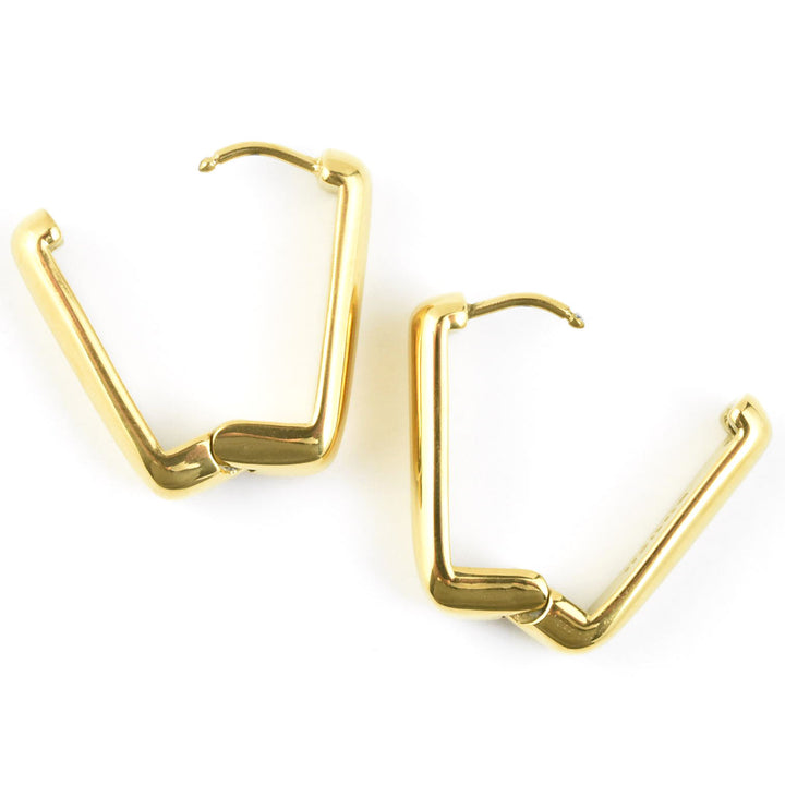 Chunky Rounded Rectangle Huggie Hoops - Goldmakers Fine Jewelry