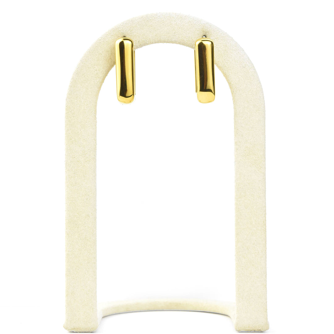 Chunky Rounded Rectangle Huggie Hoops - Goldmakers Fine Jewelry