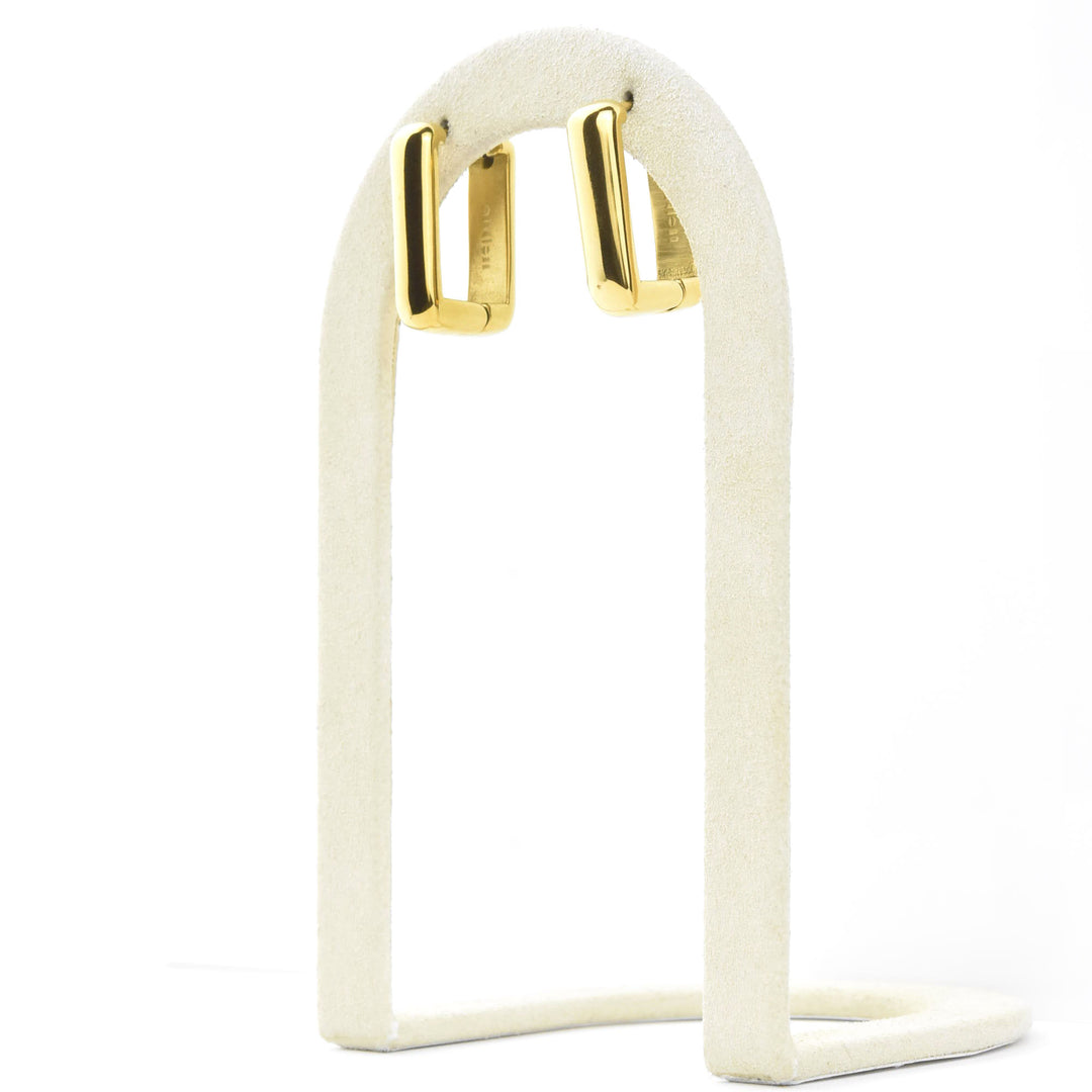 Chunky Rounded Rectangle Huggie Hoops - Goldmakers Fine Jewelry