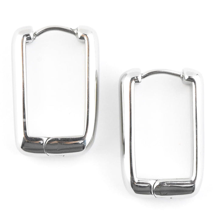 Chunky Rounded Rectangle Huggie Hoops - Goldmakers Fine Jewelry