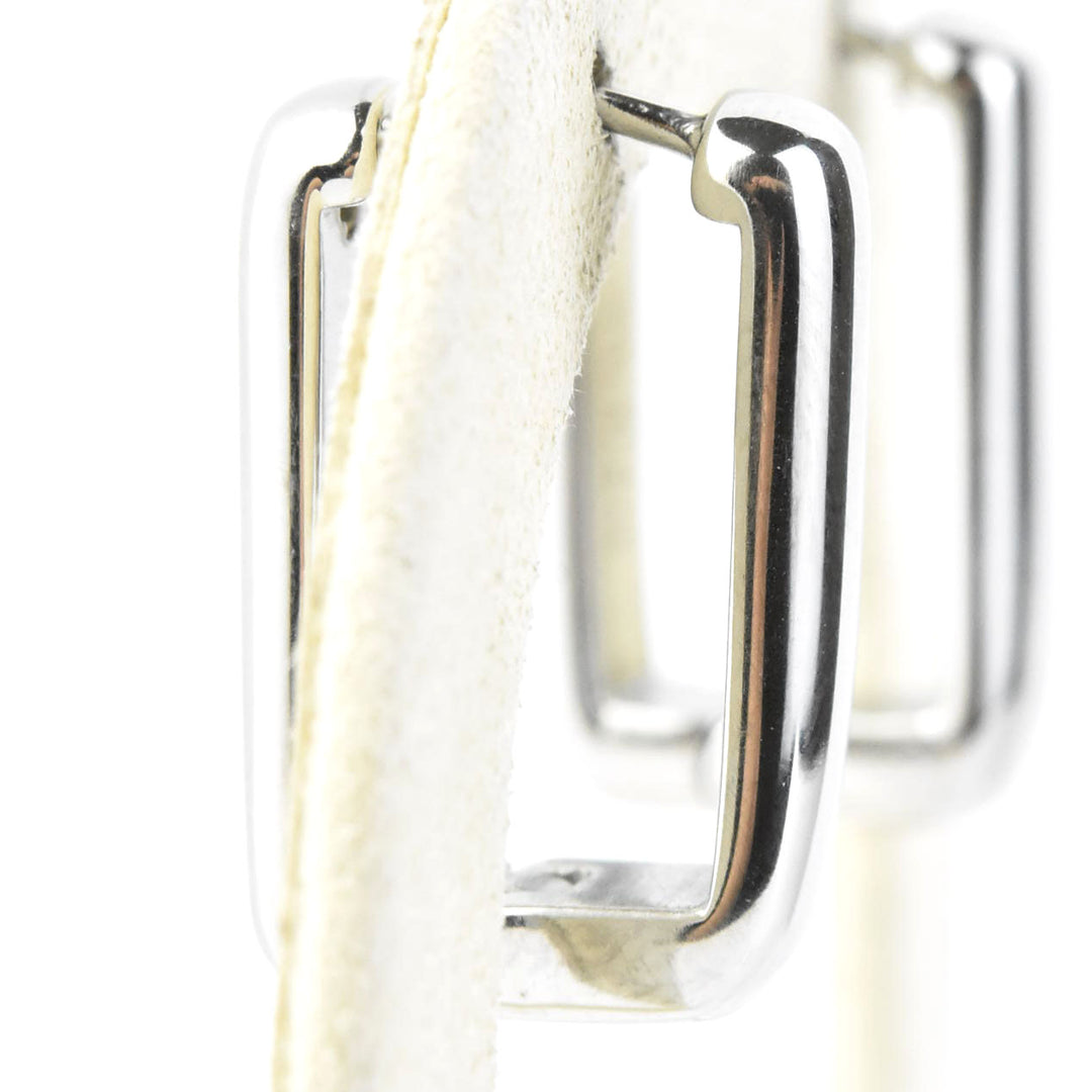 Chunky Rounded Rectangle Huggie Hoops - Goldmakers Fine Jewelry