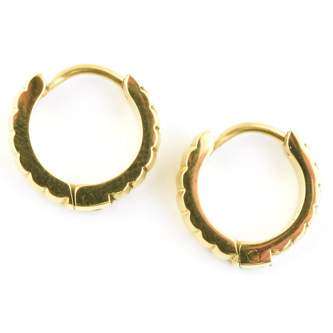 Chunky Scalloped Huggie Hoops - Goldmakers Fine Jewelry