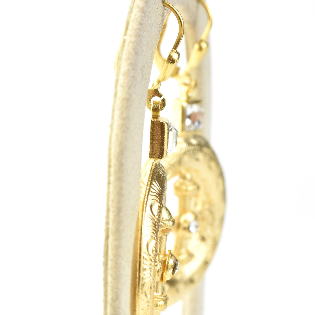 Circle Statement Earrings with Cross - Goldmakers Fine Jewelry