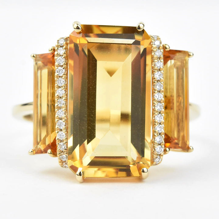 The Marigold: Citrine and Diamond Cocktail Ring - Goldmakers Fine Jewelry