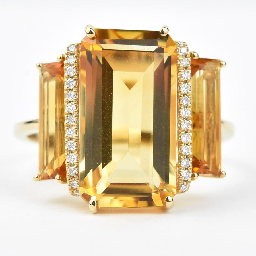 The Marigold: Citrine and Diamond Cocktail Ring - Goldmakers Fine Jewelry