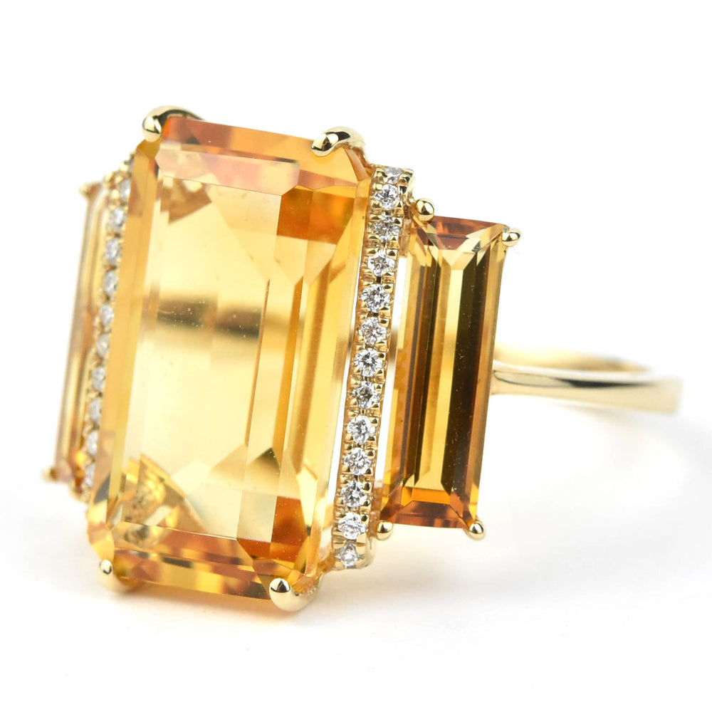 The Marigold: Citrine and Diamond Cocktail Ring - Goldmakers Fine Jewelry