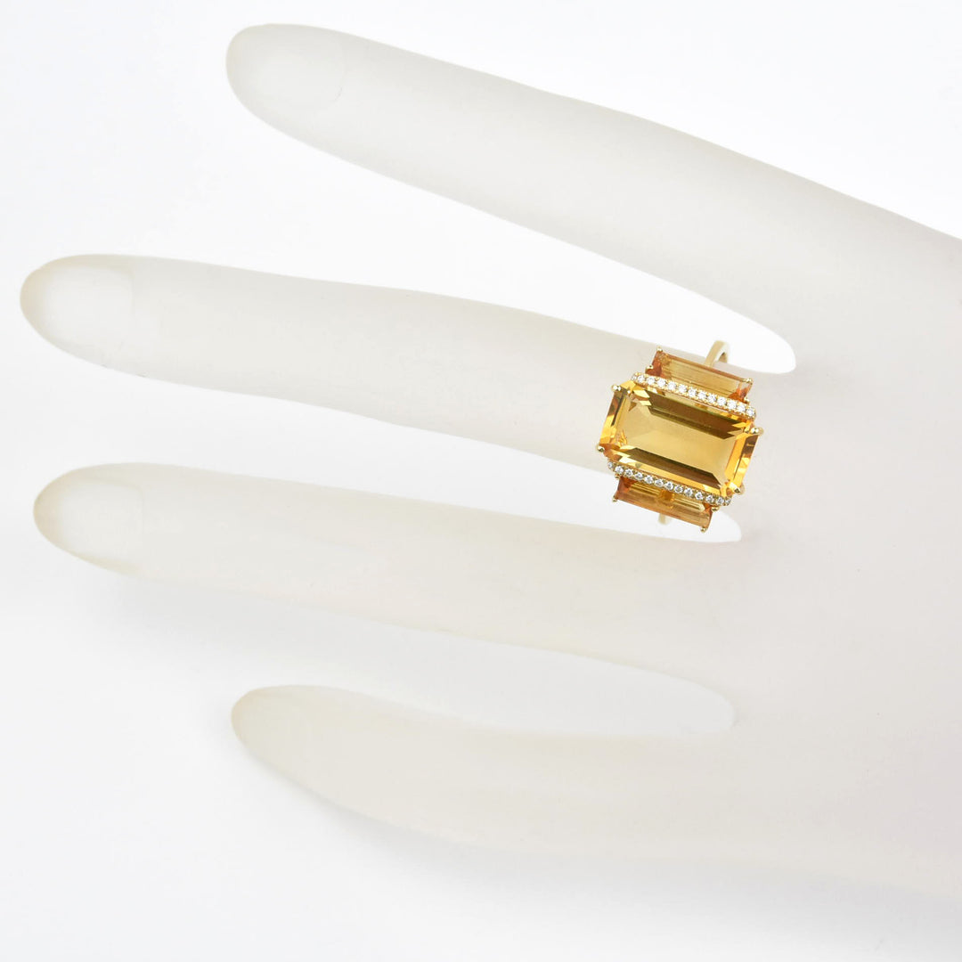 The Marigold: Citrine and Diamond Cocktail Ring - Goldmakers Fine Jewelry
