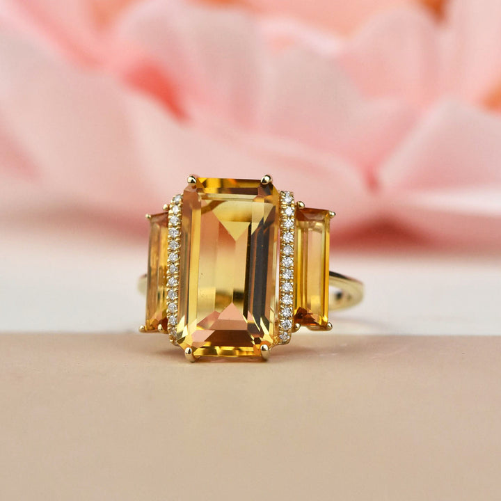 The Marigold: Citrine and Diamond Cocktail Ring - Goldmakers Fine Jewelry