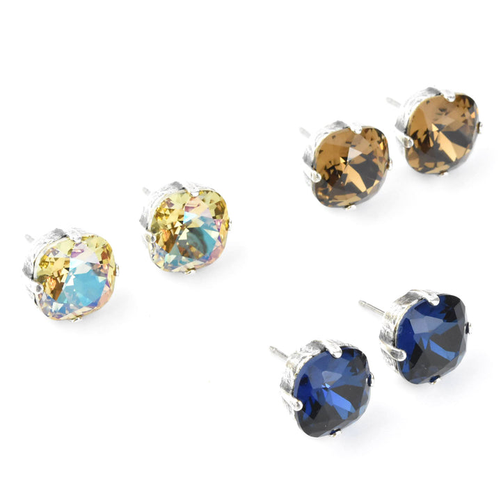 Classic Crystal Studs in Silver Plate