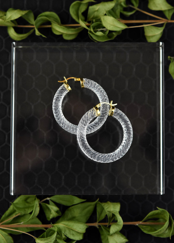 Clear Cable Lucite Hoops - Goldmakers Fine Jewelry